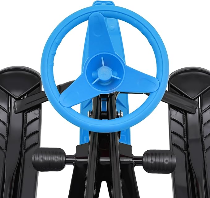 Snow Racer Sled for Kids, Dual Brakes Snowmobile Sled Ski with Steering Wheel, Snow Sledge for Skiing, Ice Skating, Sand Skating, Single Rider 45 x 20 x 15 inches-StrideForce Fitness