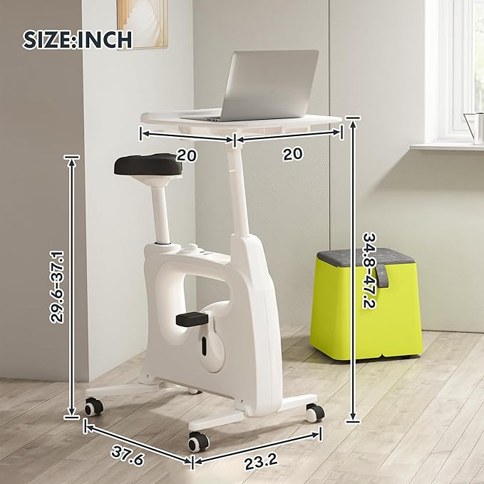 FLEXISPOT Exercise Bike with 2D Desktop, Space Saving Under Desk Bike with Removable Desk, Stationary Bikes Indoor Bikes with 300LBS Heavy Duty 8-Level Resistance Flywheel Optional LCD, V9PRO/V9MAX-StrideForce Fitness