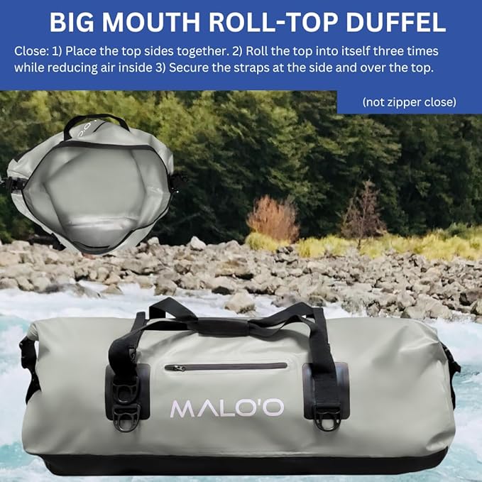 Malo'o Waterproof Roll-Top Duffel - 100L - Keep Gear Dry for Outdoor Adventures - Pockets & Molle Loops-StrideForce Fitness