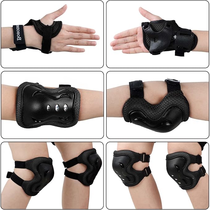 BOSONER Kids/Youth Knee Pad Elbow Pads Guards Protective Gear Set for Roller Skates Cycling BMX Bike Skateboard Inline Skatings Scooter Riding Sports-StrideForce Fitness