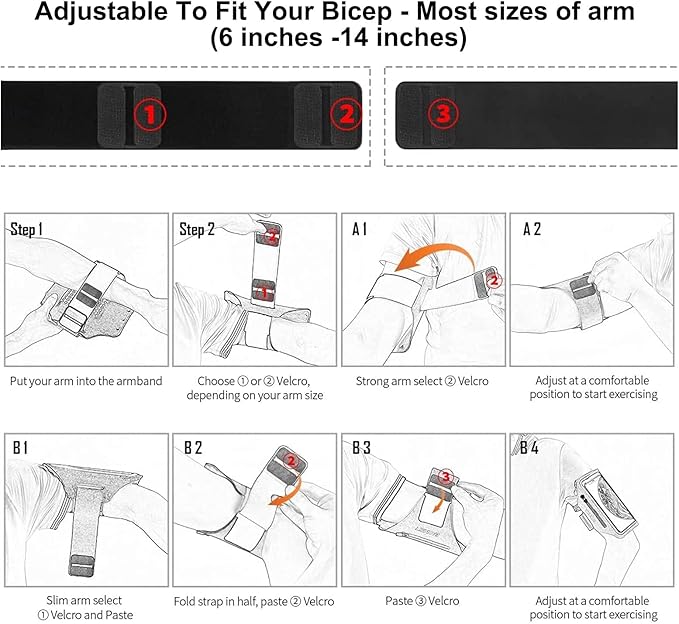 Running Armband with Earphone Bag Cell Phone Armband for iPhone 16 15 Pro 14 Plus 13 11 XR XS, Galaxy S24/S10 Water Resistant Sports Phone Holder Case & Zipper Slot Car Key Holder for 6.7 inch Phone-StrideForce Fitness