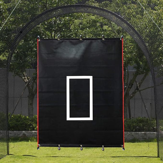 Baseball Batting Cage Backstop with Strike Zone Target - Heavy Duty 4x6/6x8FT PVC Backstop Net for Pitching Practice Backyard Training-StrideForce Fitness