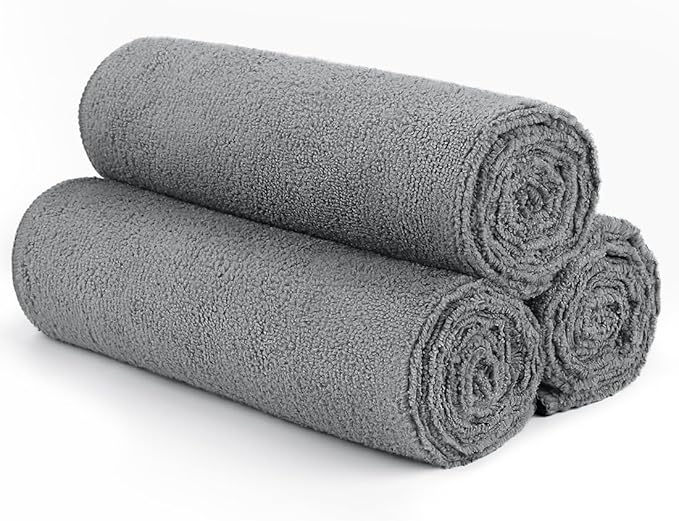 Orighty Gym Towels, Highly Absorbent Sweat Towels, Soft and Quick Drying Gym Towel for Daily Use, Multi-Purpose Towel for Sport, Salon, Spa, Hotel, 16 x 27 Inch, Grey, 3 Pack-StrideForce Fitness