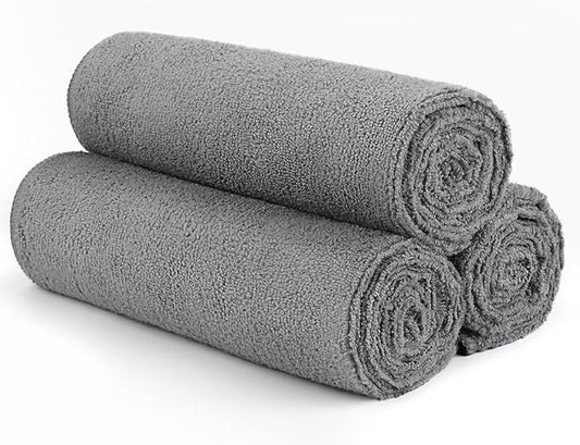 Orighty Gym Towels, Highly Absorbent Sweat Towels, Soft and Quick Drying Gym Towel for Daily Use, Multi-Purpose Towel for Sport, Salon, Spa, Hotel, 16 x 27 Inch, Grey, 3 Pack-StrideForce Fitness