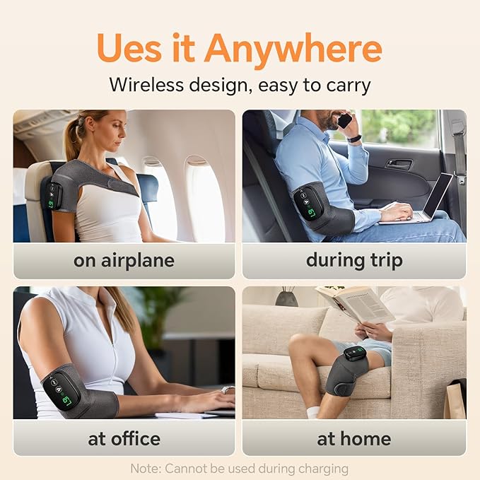 Foot Massager with Heat, Knee Shoulder Elbow 3 in 1 Feet Massager, Heated Knee Massager, Shoulder Massager with Heat Vibration, 210 mins Battery, Cordless Portable, Touchscreen Control