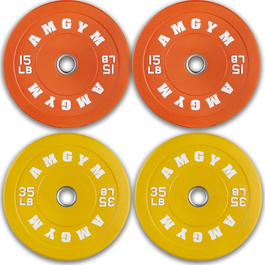 2 Inch Bumper Plates，10-500lbs，Barbell Rubber Olympic Weight Plates Set for Home Gym, Strength Training & Weight Lifting, Multiple Options Colors-StrideForce Fitness