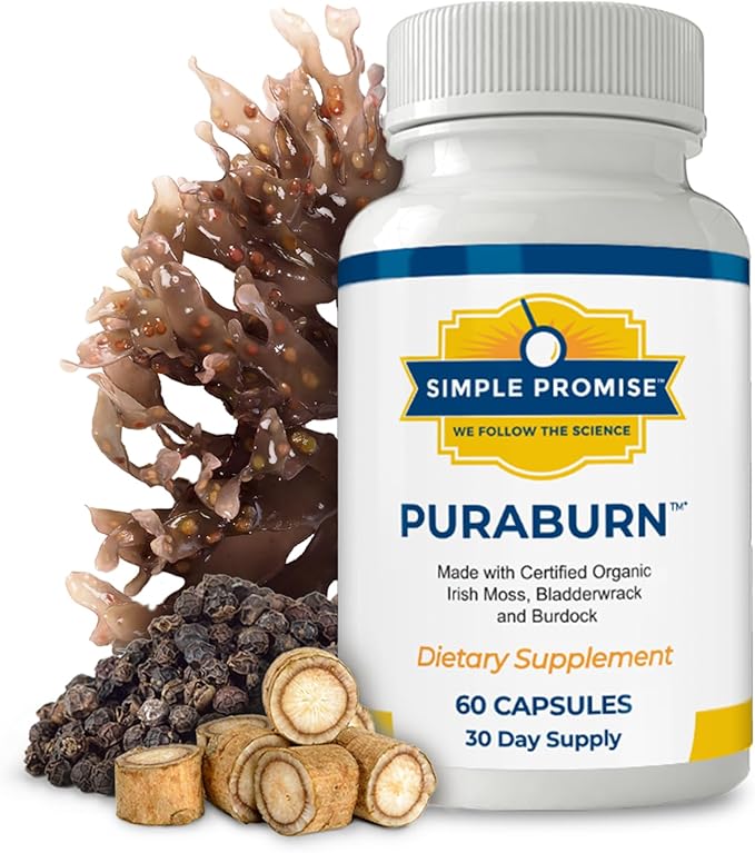 Simple Promise PuraBurn™ - Herbal Wellness Supplement with Organic Irish Sea Moss, Bladderwrack & Burdock Root - Supports Digestive Health & Nutrient Absorption - 60 Capsules-StrideForce Fitness