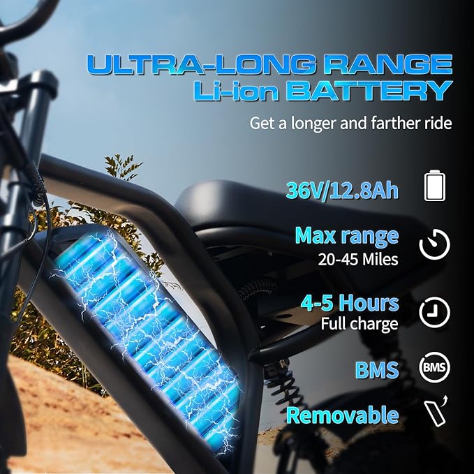 Electric Bike, 16'' Fat Tire eBike for Teens/Adults, 500W E-Bike with 36V/12.8Ah Removable Battery, 22MPH 45 Mile Range Commuting Electric Mountain Bike with Dual Dual Brakes-StrideForce Fitness