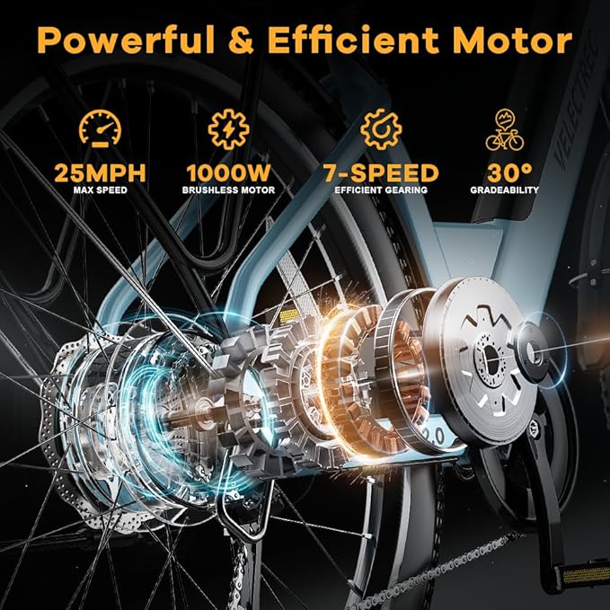 𝟏𝟎𝟎𝟎𝐖 Peak Electric Bike for Adults,up 𝟖𝟎 Miles Removable Battery Ebike, 26" UL Certified Electric Mountain E Bike,Adult Electric Bicycles for Commute Beach Snow-StrideForce Fitness