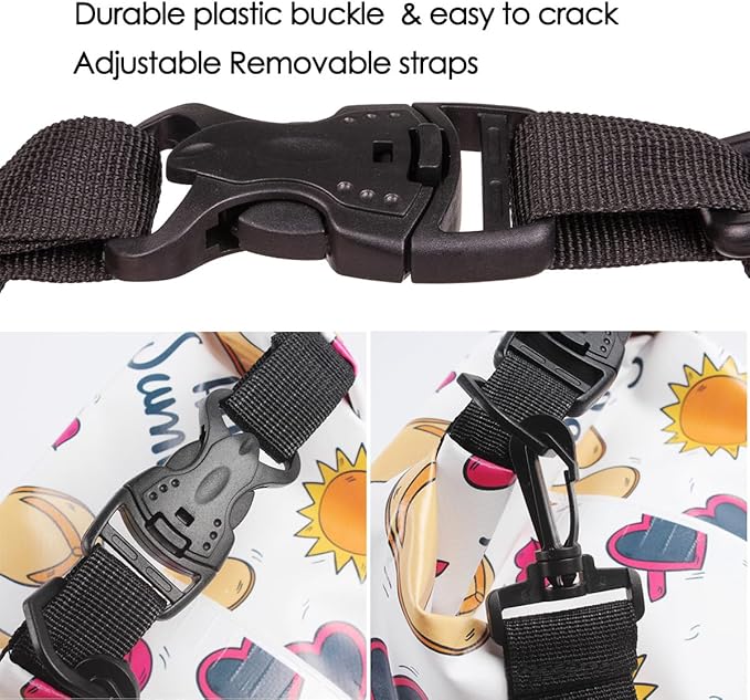 Dry Bag Waterproof,10L Roll Top Backpack Floating Dry Bag for Kayaking Boating Swimming Hiking Camping Outdoor Activities,White Summer-StrideForce Fitness