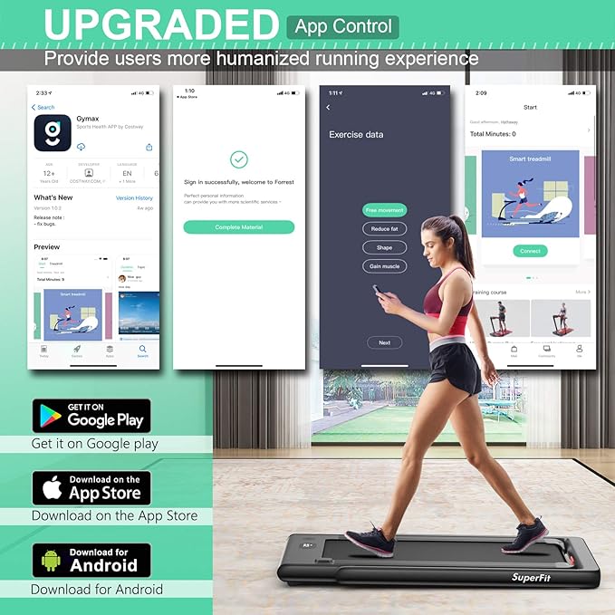 GYMAX Walking Pad, 2.25HP Dual Display Foldable Treadmill for Home with Remote/Smart App Control, Portable Compact Treadmill for Office Under Desk, Folding Running Machine for Small Spaces-StrideForce Fitness