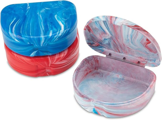 Practicon Marble Retainer Cases, Orthodontic Aligner Case, Mouth Guard Holder (3 Pack) (Patriot)
