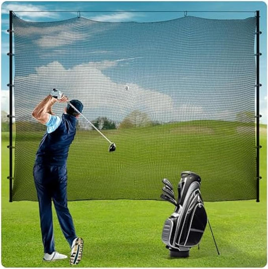 Sports Netting,Golf Practice Net Hitting Net with 33Feet Nylon Rope Also for Baseball, Hockey, Soccer, LAX and More - 10x10ft/10x15ft/10x20ft/10x25ft/10x30ft/10x40ft/10x50ft-StrideForce Fitness