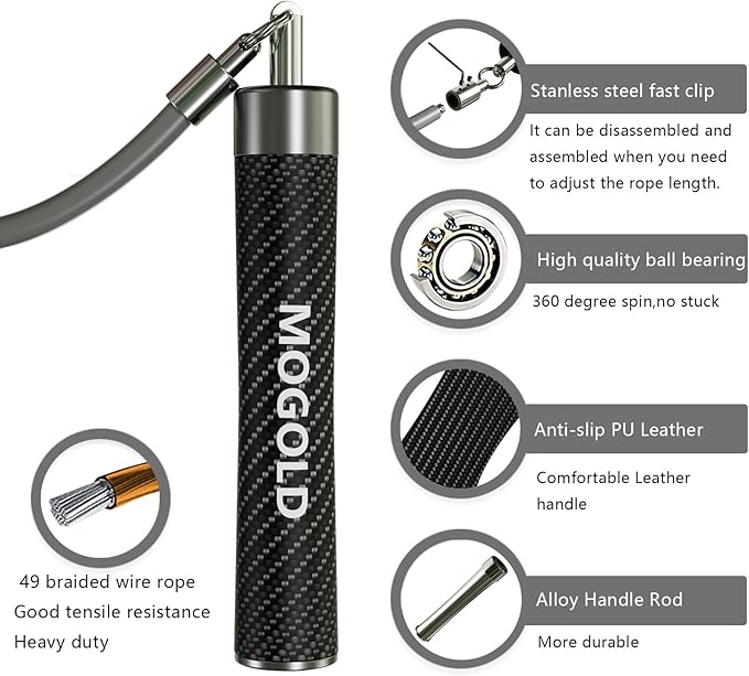 1lb Weighted Jump Ropes for Women & Men with 1/2 Pound Jump Rope Cable & Thicker Leather Jump Rope Weighted Handles, Best for Fitness, High-Intensity Strength Workouts-StrideForce Fitness