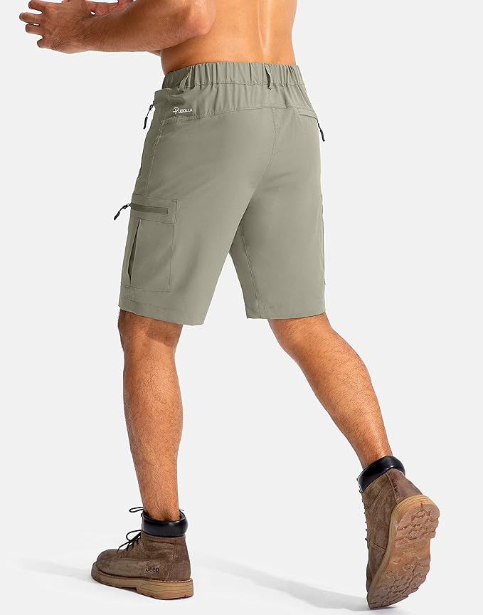 Pudolla Men's Hiking Cargo Shorts 9" Lightweight Outdoor Work Shorts for Men Travel Golf Camping Casual with 5 Zipper Pockets-StrideForce Fitness