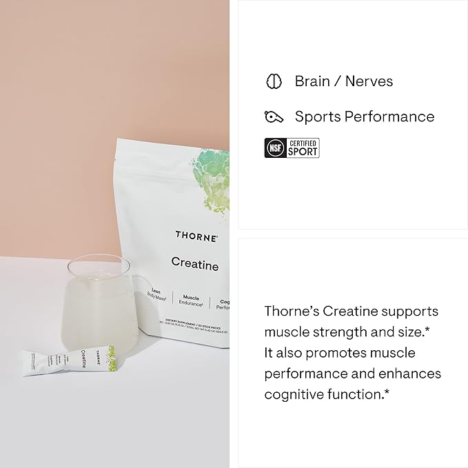 THORNE Creatine - Micronized Creatine Monohydrate Powder - Support for Muscles & Cognitive Function* - for Women & Men - Unflavored - NSF Certified for Sport - 5 g per Serving - 30 Servings-StrideForce Fitness
