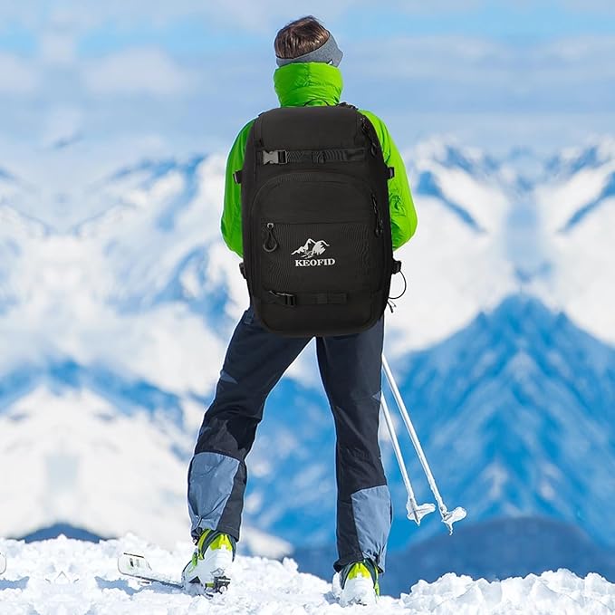 KEOFID 50L Ski Boot Bag Backpack, Waterproof Ski Bag, Travel Backpack for Ski Helmet, Snowboard-StrideForce Fitness