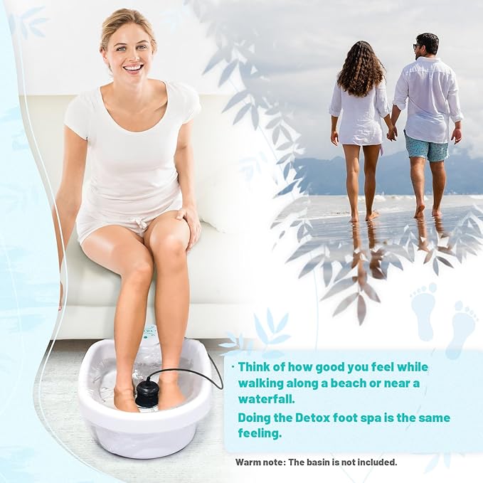 Foot Detox Machine, Portable Ionic Foot Bath Detox Machine, Ion Foot Spa Cleanser for Home Travelling USE with 10 Liners-StrideForce Fitness