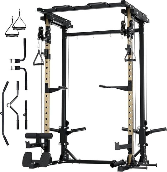 MAJOR FITNESS Drone3 Power Rack, Multi-Function Home Gym Squat Rack with Pull-Up Bar, Cable Crossover & J-Hooks, Heavy-Duty Steel Frame for Maximum Stability & Strength Training-StrideForce Fitness