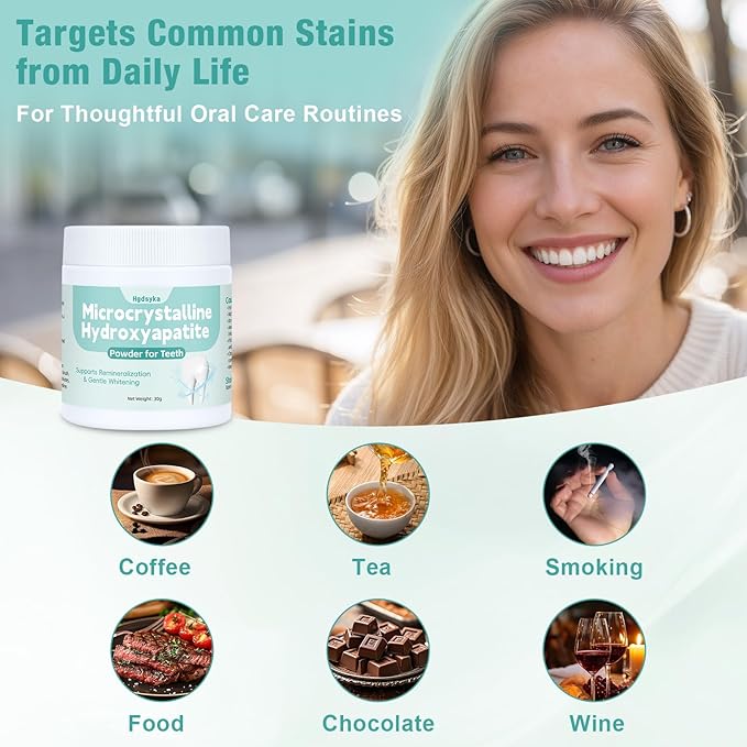 Microcrystalline Hydroxyapatite Powder for Teeth, MCHA Tooth Powder Additive for Daily Dental Care, Supports Enamel Care & Gentle Whitening, DIY Fine Tooth Powder Additive for Daily Brushing 30g