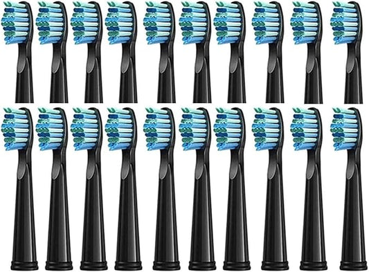 Replaceable Brush Heads Bristle Refill ，Compatibility for Seago/Fairywill Electric Toothbrush FW/SG 507/508/515/551/917/959(Black 20)