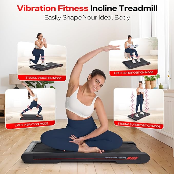 Sperax Walking Vibration Pad with APP, 3 in 1 Under Desk Treadmill, 2.5HP Low Noise Walking Treadmill Pad with Remote Control,Portable Treadmills for Home Office-StrideForce Fitness