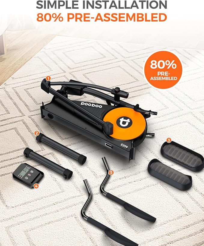 pooboo Elliptical Machine, Elliptical Exercise Machine with 16-Level Resistance&Hyper-Quiet Magnetic Driving System, Elliptical Machine for Home with LCD Monitor&15.5IN Stride, 350LBS Weight Capacity-StrideForce Fitness