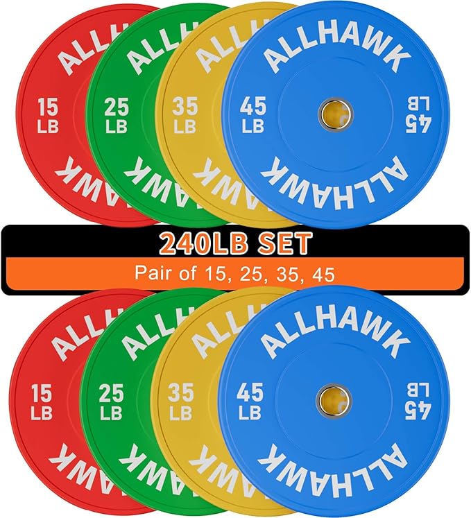 Colorful Olympic Bumper Plates, 2-inch Stainless Steel Insert, Virgin Rubber Weight Plate Set for Barbell Weight Lifting and Strength Training Home Gym-StrideForce Fitness