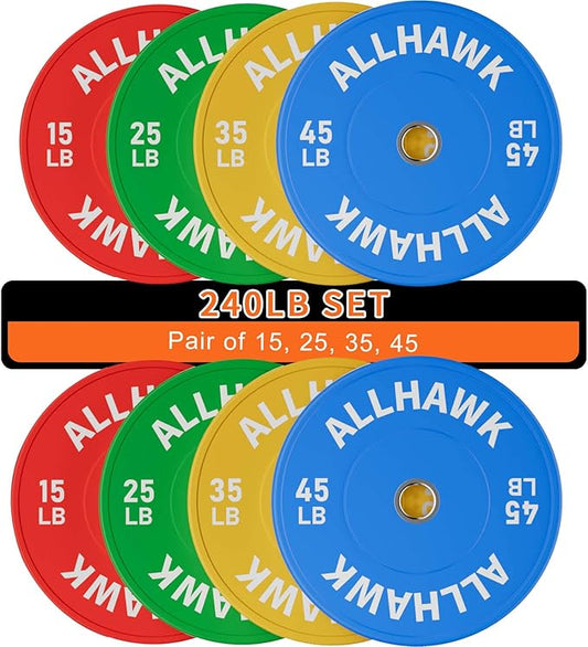 Colorful Olympic Bumper Plates, 2-inch Stainless Steel Insert, Virgin Rubber Weight Plate Set for Barbell Weight Lifting and Strength Training Home Gym-StrideForce Fitness
