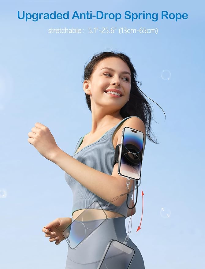 TOPGO Running Phone Holder for iPhone [360° Rotatable & Upgrade Anti-Drop] Magnetic Wrist Phone Holder, Magsafe Armband Compatible with iPhone 17 Pro and Android - Black-StrideForce Fitness