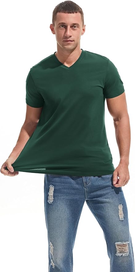VEIISAR Premium V Neck T Shirts for Men - Modern Fitted Tees Vneck Undershirts-StrideForce Fitness