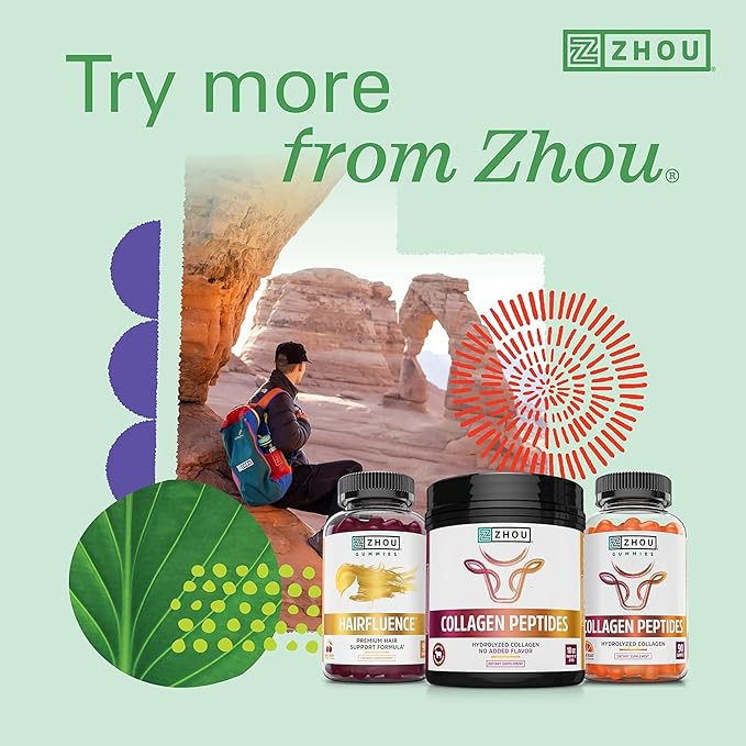 Zhou Hairfluence - Vegan Biotin Supplement for Hair Growth for Men & Women, Lustriva Hair Growth Supplement for Nails & Glowing Skin with B Vitamin Complex & Keranat - 120 Capsules (Pack of 1)-StrideForce Fitness