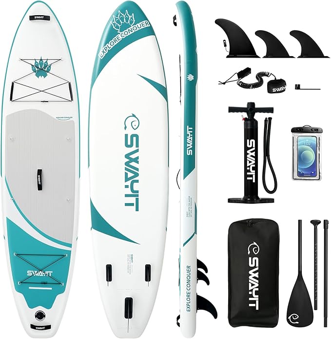 Inflatable Stand Up Paddle Board – Durable SUP for Adults & Youth,33" Wide Blow Up Paddle Board with Paddle, Pump, Backpack,Leash – All Around Stable for All Skill Levels, Carries up to 450 lbs-StrideForce Fitness