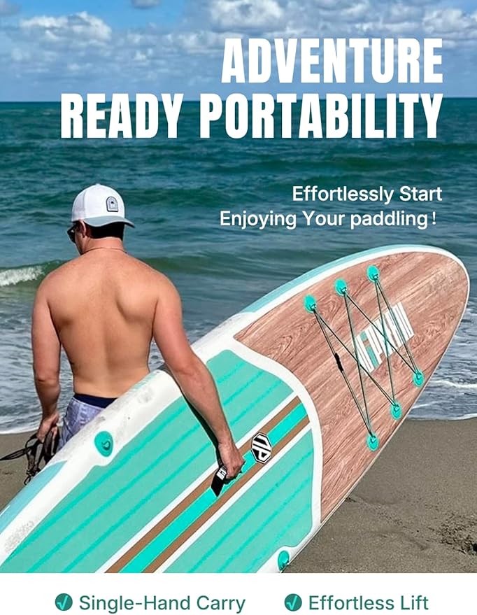 Niphean Inflatable Stand Up Paddle Board with SUP Accessories, Anti-Slip EVA Deck, 10’6’’ Inflatable Paddle Boards for Adults & Youth of All Skill Levels-StrideForce Fitness