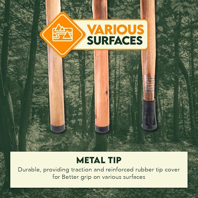SE 3 Piece 55" Detachable Pine Wood Walking/Hiking Stick with Metal Tip, Reinforced Rubber Tip, and Water-Resistant Travel Pouch - Portable and Durable for Outdoor Adventures-StrideForce Fitness