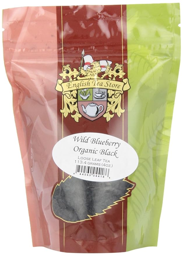 Wild Blueberry Organic Black Tea Loose Leaf 4oz Pouch | Medium Caffeine Fruity Black Tea with Sweet Blueberry Aroma | High Antioxidant Kosher Vegan Tea from Ethical Tea Partnership | Hot or Iced-StrideForce Fitness