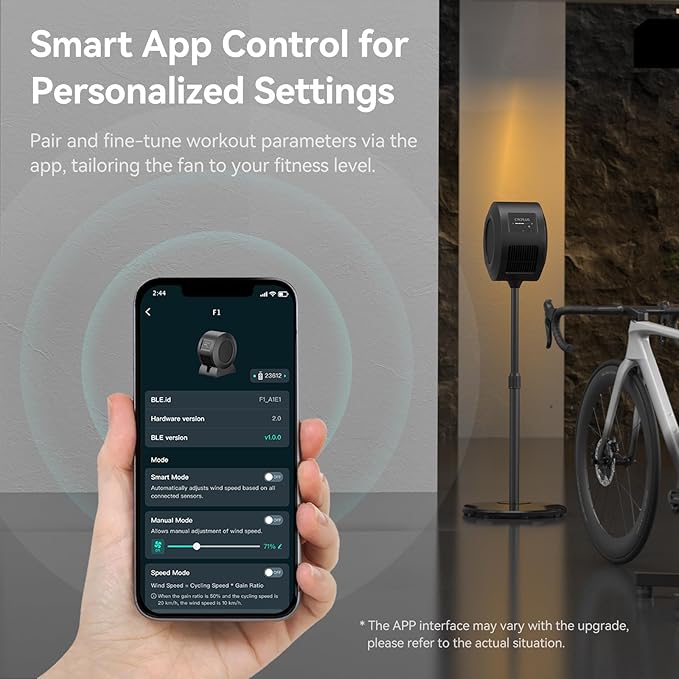 CYCPLUS Smart Indoor Cycling Fan, BLDC Motor Drive, 5 Speed Modes with Remote and APP Control, Low-Noise Bluetooth/ANT+ Cycling Fan for indoor Bike Trainers, Stationary/Spin Bikes, Cross Training-StrideForce Fitness