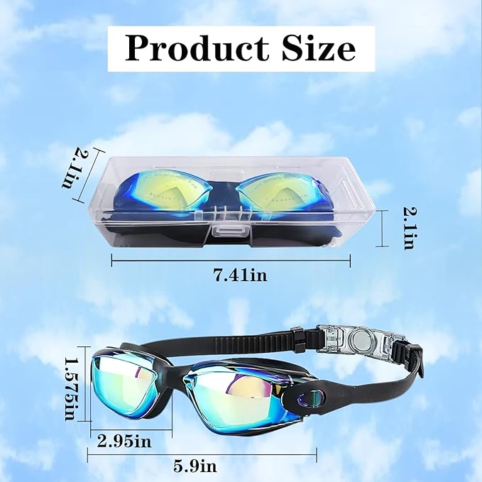 Swim Goggles Swimming Goggles No Leaking with Nose Clip, Earplugs, Swim Cap and Case for Men Women-StrideForce Fitness