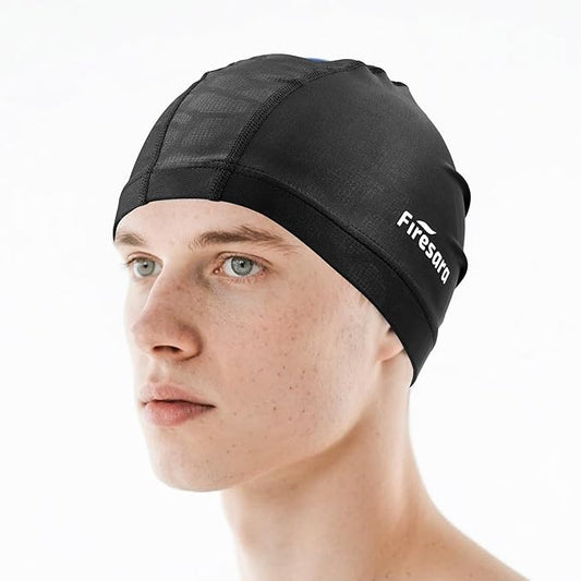 Firesara Fabric Swim Cap, High Elasticity Swimming Cap Keeps Hair Clean Breathable Fit Both Long Hair Short Hair, Swim Caps Woman Girls Men Kids One Size Hat-StrideForce Fitness
