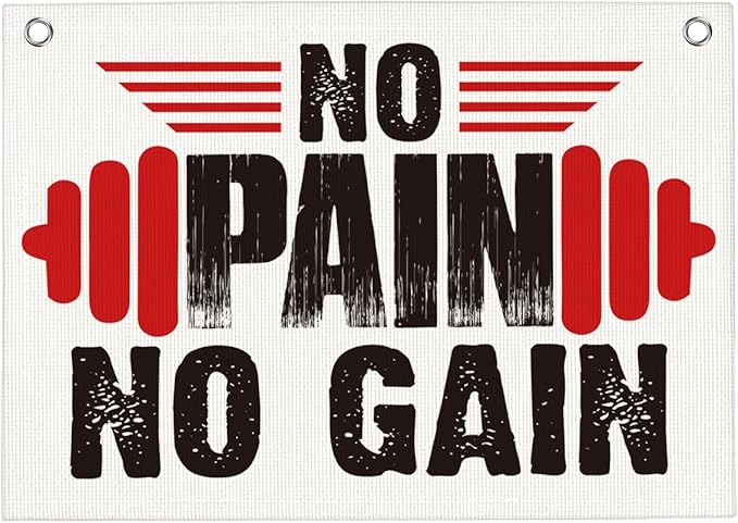 No Pain No Gain Gym Motivational Wall Art Banner Dorm Posters Gifts for Guys Men Women Gym Flag Decor for Home Gym Bedroom Workout Room 30x20 Inchs-StrideForce Fitness