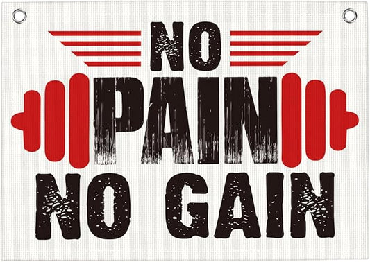 No Pain No Gain Gym Motivational Wall Art Banner Dorm Posters Gifts for Guys Men Women Gym Flag Decor for Home Gym Bedroom Workout Room 30x20 Inchs-StrideForce Fitness
