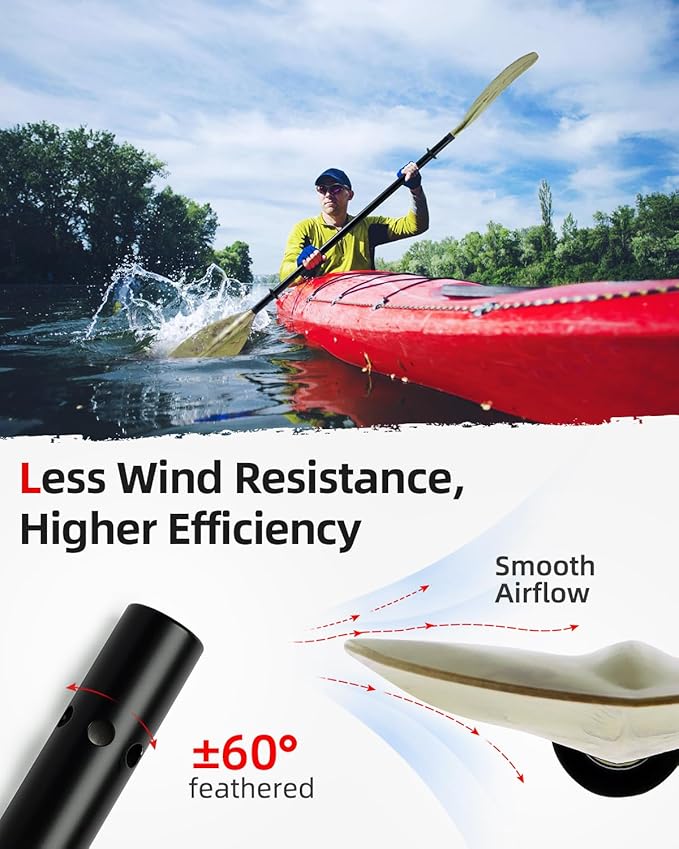 Abahub Adjustable Kayak Paddle 210-230 cm/ 230-250 cm Floating Kayaking Oars Boating Oars Canoeing Oars Black-StrideForce Fitness