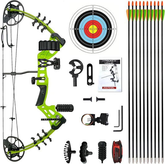 Youth Compound Bow Set 15-45 Lbs for Teens and Beginner, Package with Archery Hunting Equipment, Max Speed 260fps, Adjustable, Right Hand-StrideForce Fitness