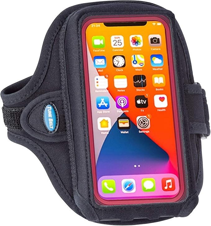 Tune Belt AB92 Cell Phone Armband for Running - Fits iPhone 16/15/14/13 Pro Max, Plus, Samsung Galaxy Ultra/Plus/Note and Large Phones with Protective Cases, Sweat-Resistant Exercise Holder (Black)-StrideForce Fitness
