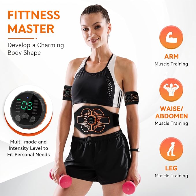 Electronic Muscle Stimulator;Abs Stimulator Muscle Machine for Abdomen/Arms,USB Rechargeble for Fitness Strength Training Workout Equipment Men and Women-StrideForce Fitness