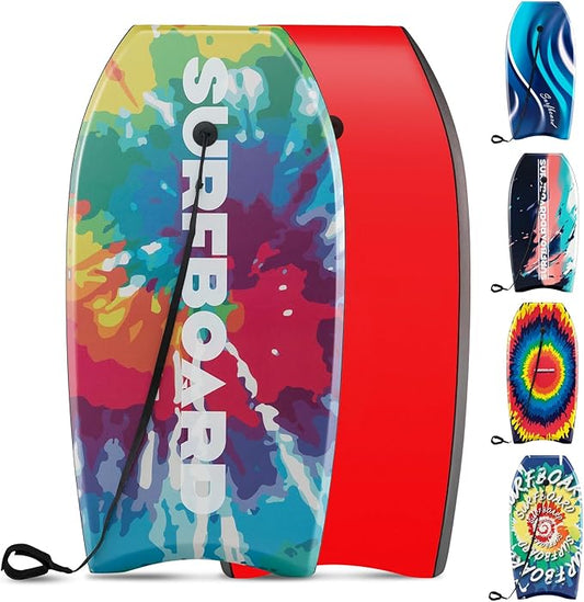 KOTEK 33/37/41 Inch Body Board with Wrist Leash, EPS Core, Dual Channel, HDPE Slick Bottom, Bodyboard for All Skill Levels & Wave Conditions-StrideForce Fitness