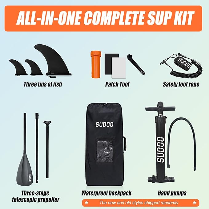 Inflatable Stand Up Paddle Board 10‘x30‘‘- Ultra-Light SUP with Backpack, Pump, Paddle, Coil Leash, 3 Fins, Repair Kit, Stable Design, Non-Slip EVA Deck for Adults & Youth-StrideForce Fitness