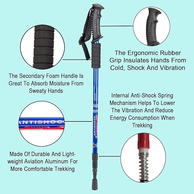 Aihoye Hiking Trekking Poles, 2 Pack Collapsible, Lightweight, Anti Shock, Walking Sticks, Adjustable Hiking Pole for Men and Women-StrideForce Fitness