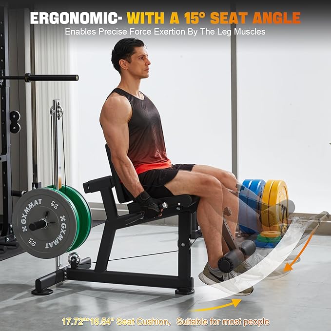 GXMMAT Leg Extension and Curl Machine - Professional Lower Body Workout Equipment for Home Gym, 400lbs Capacity with Adjustable Backrest & Leg Roller, Compact Design (47.24"x42.13"x16.54")-StrideForce Fitness