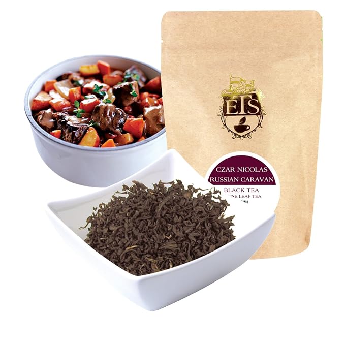 English Tea Store Czar Nicolas Russian Caravan Tea Pouches - 4oz | Loose Leaf Black Tea Blend | Smoky Toasted Lapsang Souchong Notes | Historic Specialty Tea Inspired by Silk Road Traditions-StrideForce Fitness